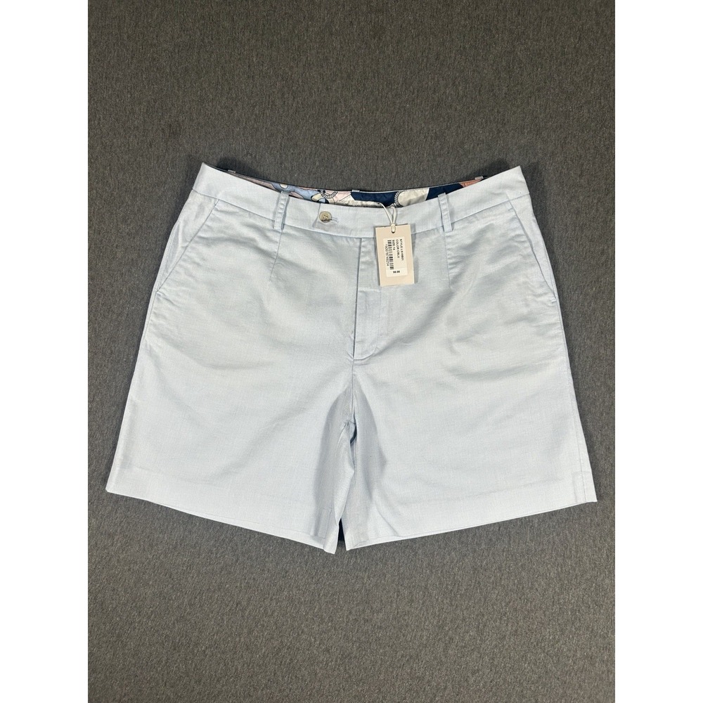 NWT Peter Millar Men's Size 14 Chino Golf Shorts Light Blue Flat Front LS19B01‎